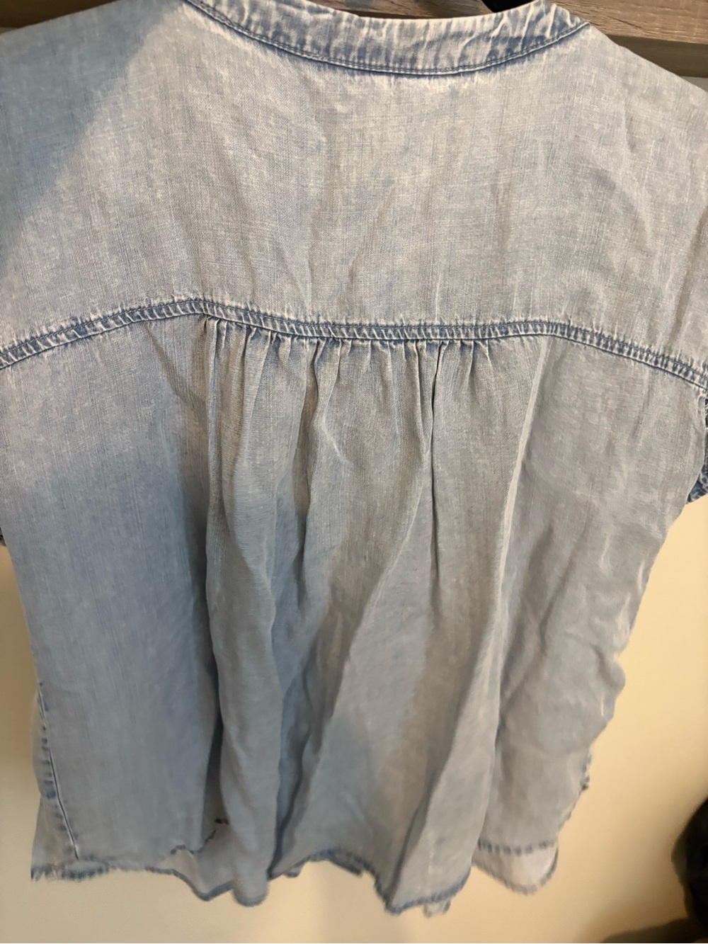 Jane and Delancey Light Blue Smocked Button-Front Chambray Top - Picture 4 of 4